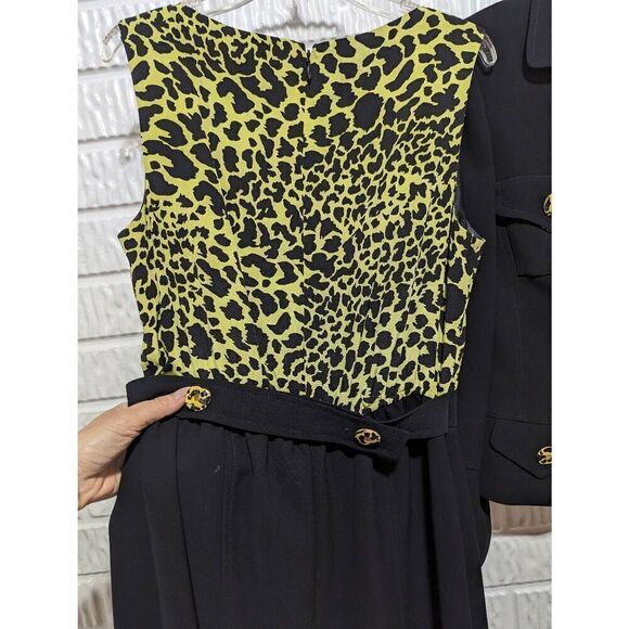 Rickie Freeman for Terri Jon Women's Size 4 Black Leopard Silk 2 Piece Dress - Picture 7 of 9